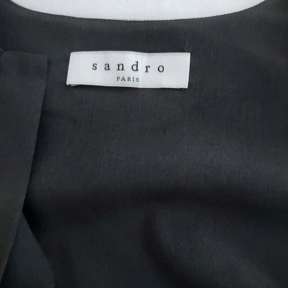 Sandro Paris Sleeveless V-Neck Mini Black Cocktail Dress - Picture 7 of 14